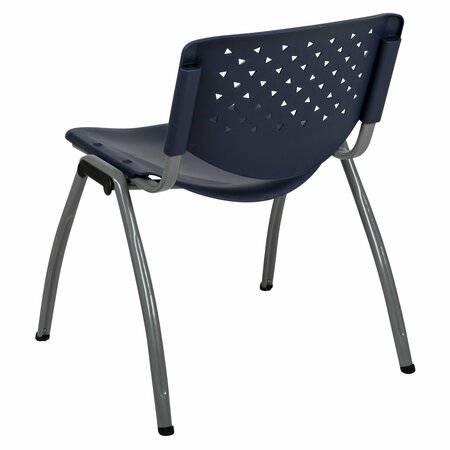 Flash Furniture HERCULES Series 5 Pack 880 lb. Capacity Navy Plastic Stack Chair with Titanium Gray Powder Coated Frame 5-RUT-F01A-NY-GG